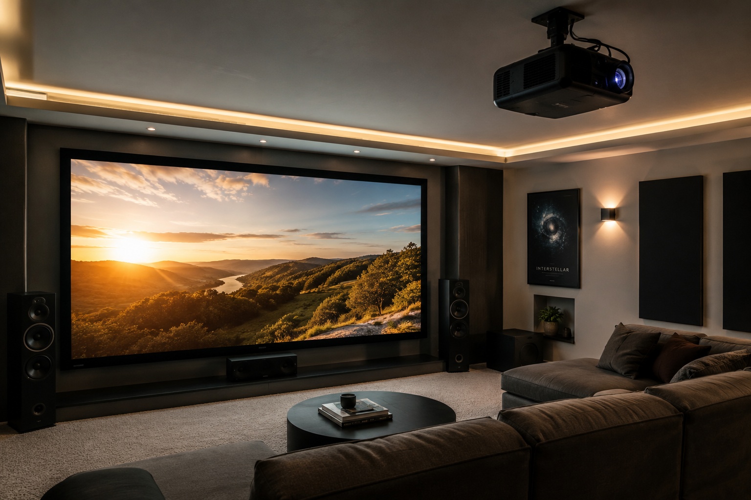 Salle de cinéma privée avec image, son et intégration sur mesure